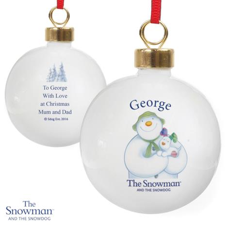 Personalised The Snowman & The Snowdog Christmas Bauble  £11.99