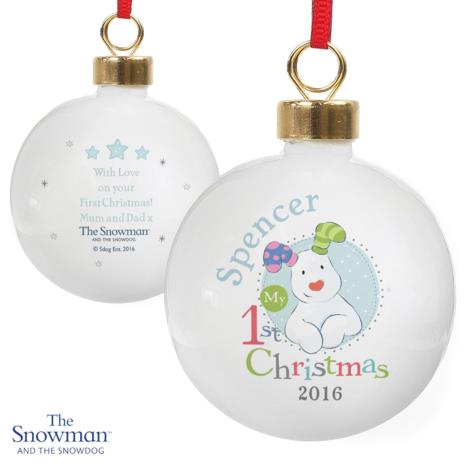 Personalised The Snowdog My 1st Christmas Blue Bauble  £11.99