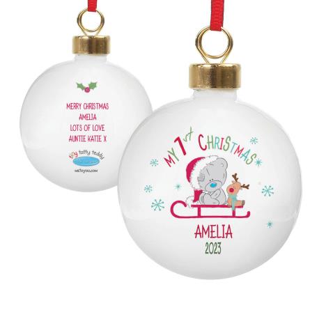 Personalised My 1st Christmas Tiny Tatty Teddy Sleigh Bauble   £12.99