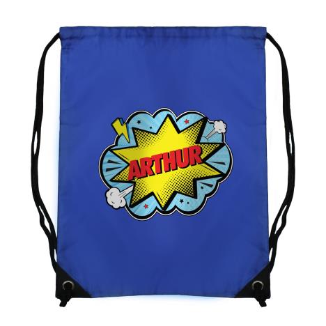 Personalised Superhero Blue Drawstring Bag   £14.99