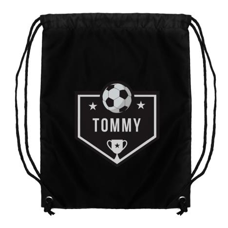 Personalised Football Black Drawstring Bag   £14.99