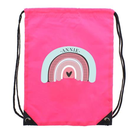 Personalised Rainbow Pink Drawstring Bag   £14.99