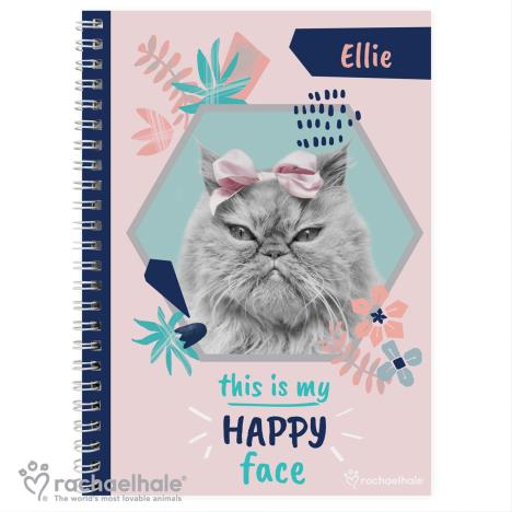 Personalised Rachael Hale Happy Face Cat A5 Notebook   £7.99