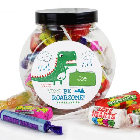 Personalised Be Roarsome Dinosaur Sweet Jar False £8.99