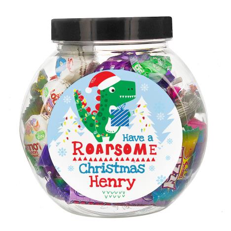 Personalised Dinosaur Have a Roarsome Christmas Sweet Jar False £8.99