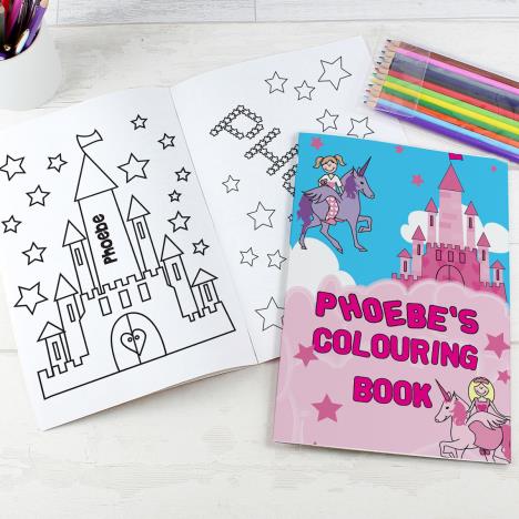 Personalised Princess & Unicorn Colouring Book with Pencil Crayons  £14.99