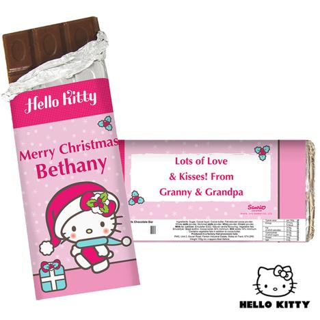 Personalised Hello Kitty Pink Christmas 100g Milk Chocolate Bar  £6.99
