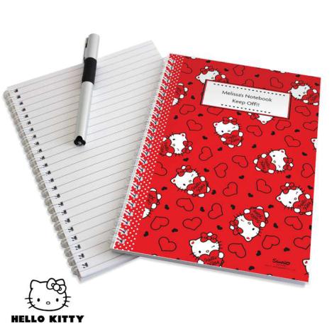 Personalised A5 Hello Kitty Hearts Notebook  £7.99
