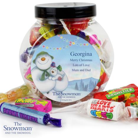 Personalised The Snowman & The Snowdog 250g Sweet Jar  £8.99
