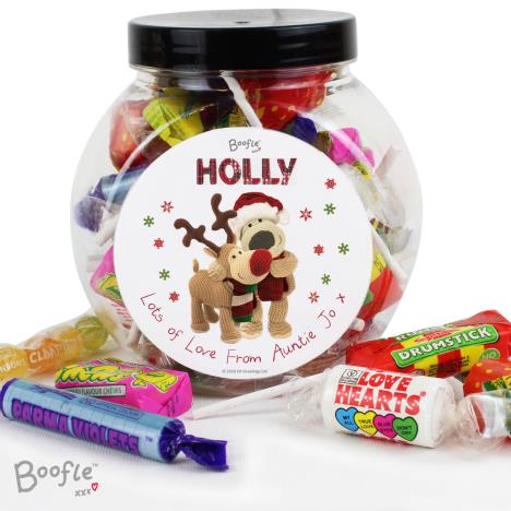 Personalised Boofle Christmas Reindeer Sweet Jar   £9.99