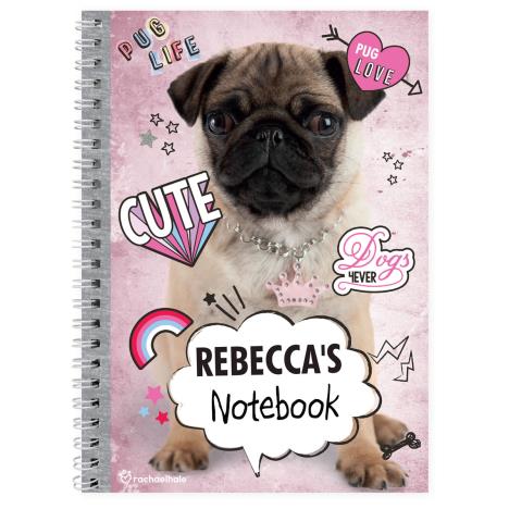 Personalised Rachael Hale Doodle Pug A5 Notebook   £7.99