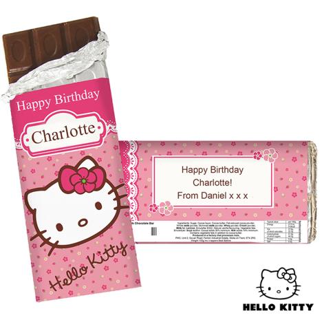 Personalised Hello Kitty Floral 100g Chocolate Bar  £6.99