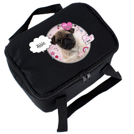 Personalised Rachael Hale Doodle Pug Black Lunch Bag   £16.99