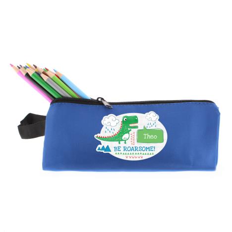 Personalised Be Roarsome Dinosaur Blue Pencil Case False £9.99