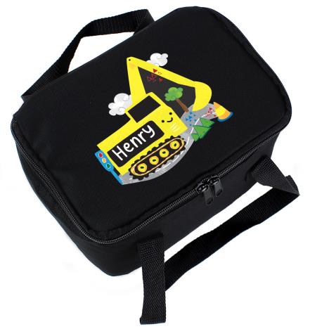 Personalised Digger Black Lunch Bag   £16.99