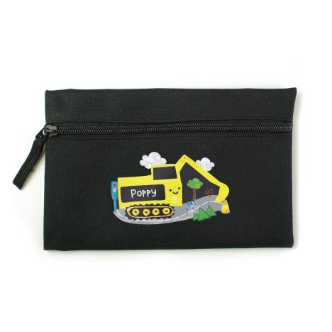 Personalised Digger Black Pencil Case   £9.99