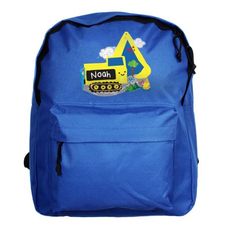 Personalised Digger Blue Backpack   £19.99