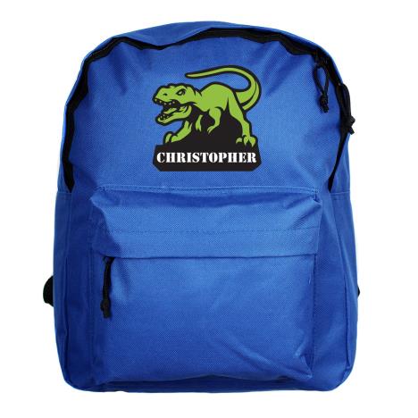 Personalised Dinosaur Blue Backpack   £19.99