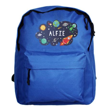 Personalised Space Blue Backpack   £19.99