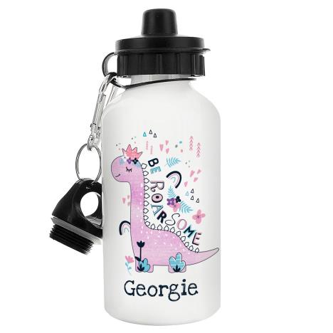 Personalised Pink Dinosaur Drinks Bottle   £12.99