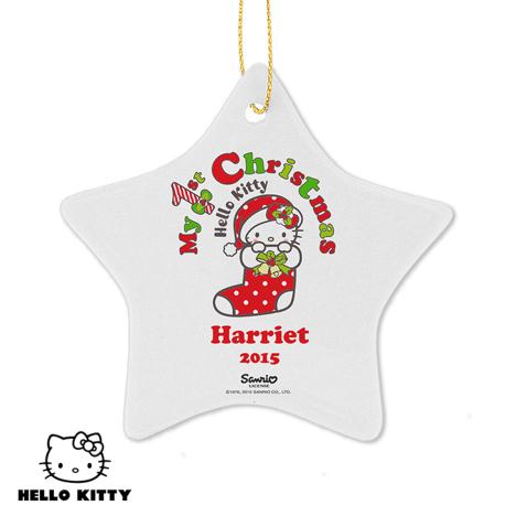 Personalised Hello Kitty My 1st Christmas Ceramic Star Decoration  £9.99