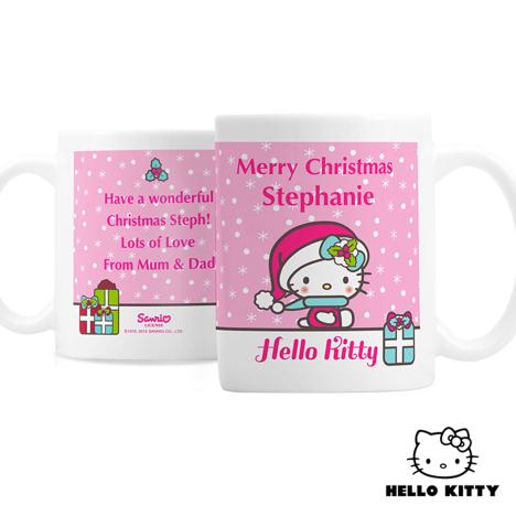 Personalised Hello Kitty Pink Christmas Mug  £10.99