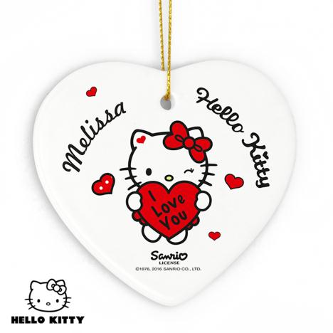 Personalised Hello Kitty I Love You Ceramic Heart Decoration  £9.99