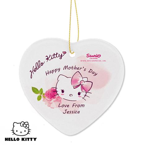 Personalised Hello Kitty Pink Blush Ceramic Heart Decoration  £9.99