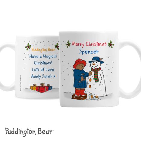 Personalised Paddington Bear Christmas Snowman Mug  £10.99