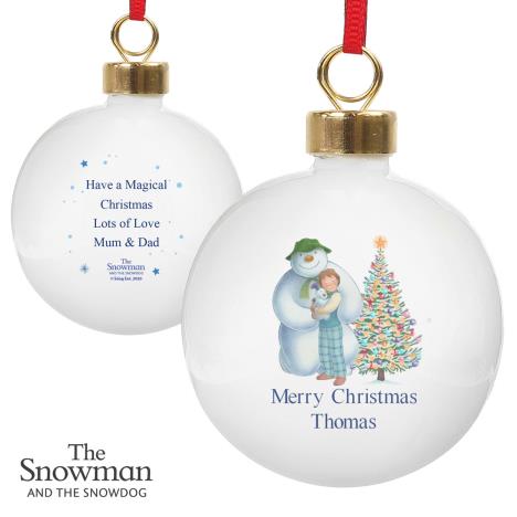 Personalised The Snowman & The Snowdog Round Decoration  £11.99