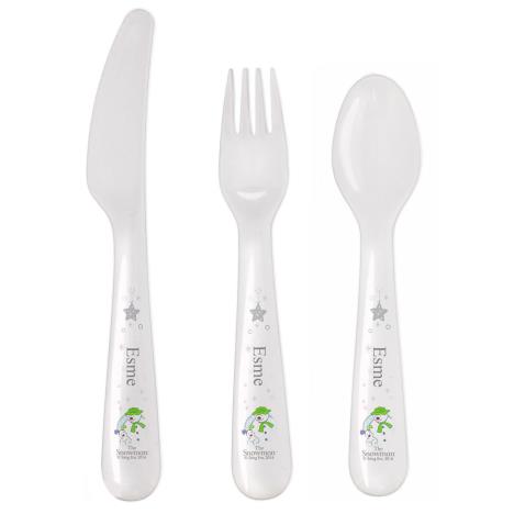 Personalised The Snowman & The Snowdog 3 Piece Plastic Cutlery Set  £10.99