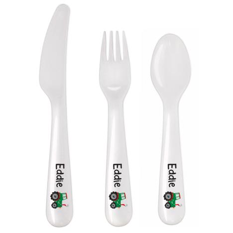 Personalised Tractor Design 3pc Plastic Cutlery Set   £12.99