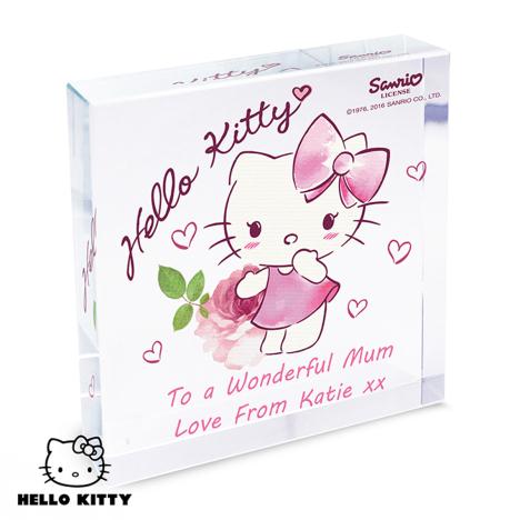 Personalised Hello Kitty Pink Blush Large Crystal Block  £19.99