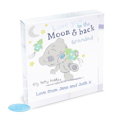 Personalised Tiny Tatty Teddy Moon & Back Large Crystal Block   £18.99