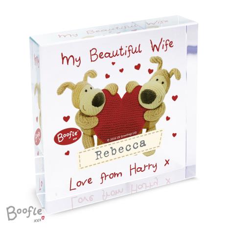 Personalised Boofle Shared Heart Crystal Block   £19.99