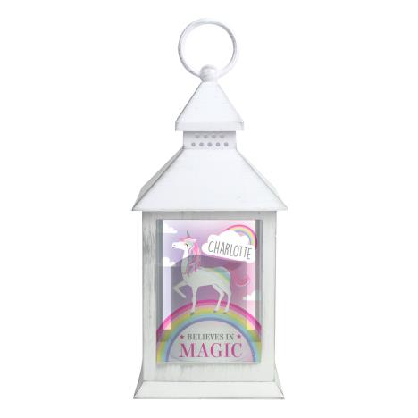 Personalised Unicorn Frost White Lantern  £16.99