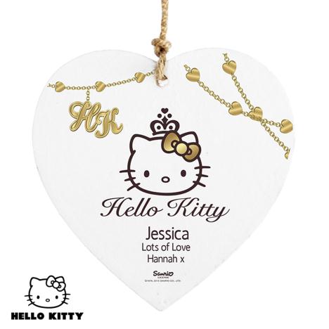 Personalised Hello Kitty Chic Wooden Heart Decoration  £9.99