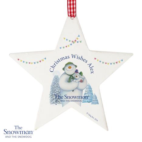 Personalised The Snowman & The Snowdog Star Decoration  £9.99
