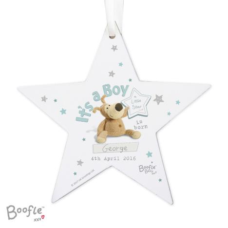 Personalised Boofle Its a Boy Wooden Star Decoration   £10.99