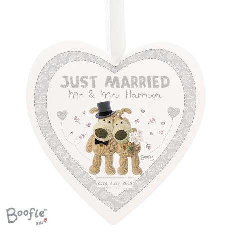 Personalised Boofle  Wooden Heart Wedding Large Decoration   £12.99