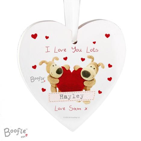 Personalised Boofle Shared Heart Wooden Heart Decoration   £9.99