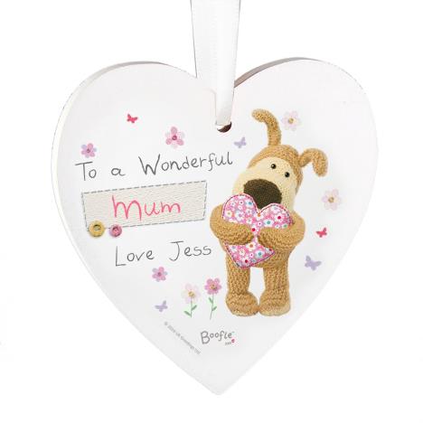 Personalised Boofle Flowers Wooden Heart Decoration   £9.99