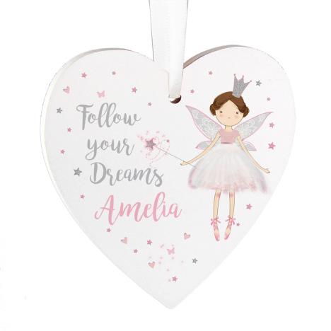 Personalised Fairy Princess Wooden Heart Decoration   £8.99