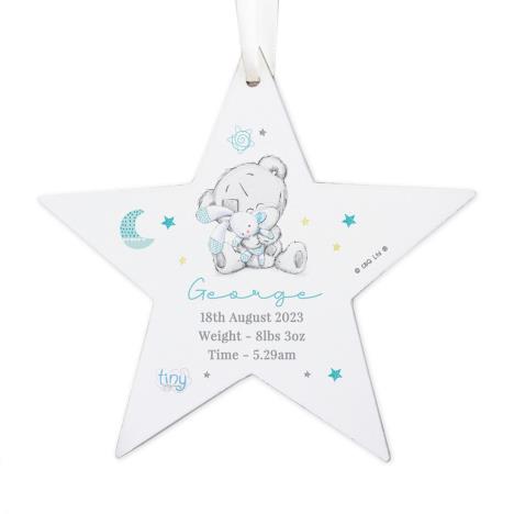 Personalised Tiny Tatty Teddy Blue Wooden Star Decoration   £10.99