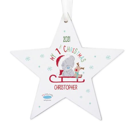 Personalised Tiny Tatty Teddy My 1st Christmas Sleigh Star Decoration   £10.99