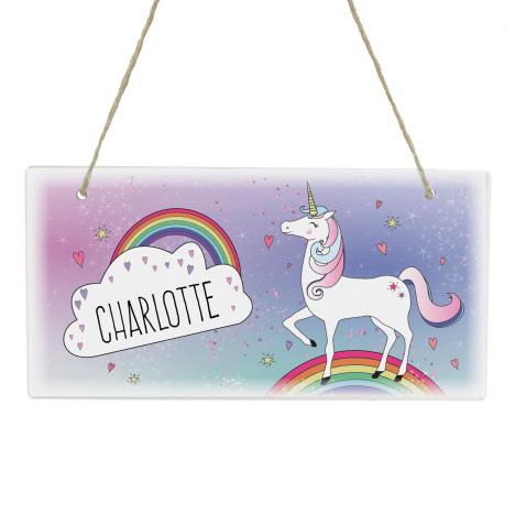 Personalised Unicorn Wooden Hanging Plaque  £9.99