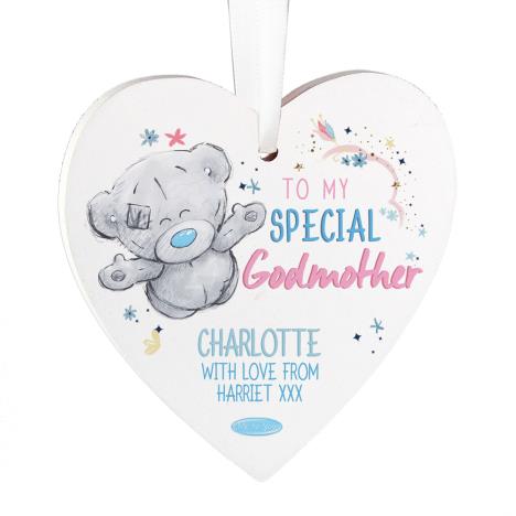 Personalised Me to You Godmother Wooden Heart Decoration   £9.99