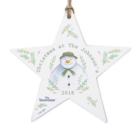 Personalised The Snowman Wooden Star Decoration  £9.99