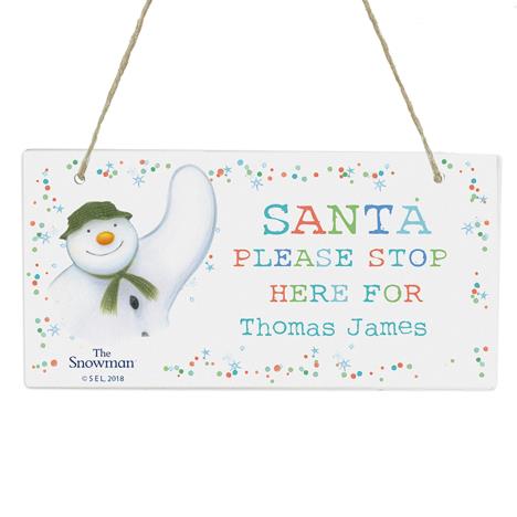 Personalised The Snowman Santa Stop Here Wooden Sign  £11.99