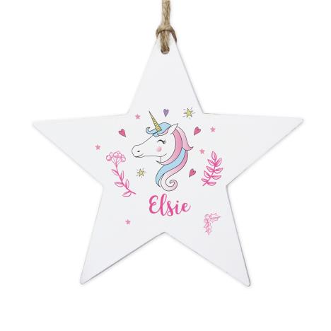 Personalised Unicorn Wooden Star Decoration  £9.99